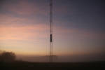 Stahlgittermast im Abendrot